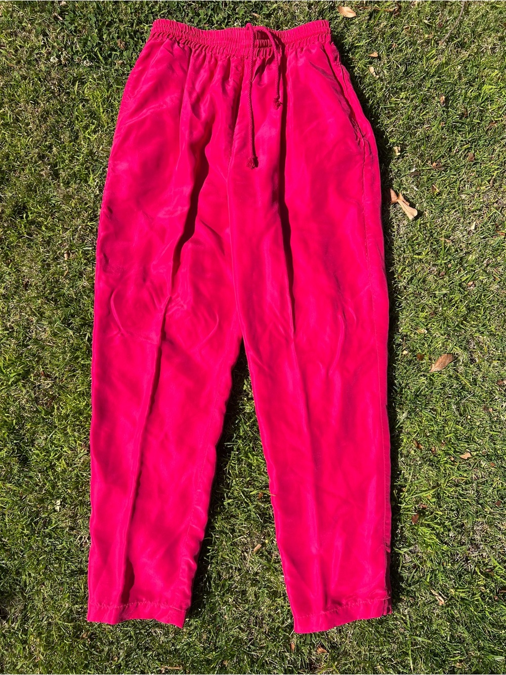 Vintage Hot Pink 100% Silk High Rise Tapered Pants 90s